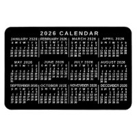 Calendário Mensal do Ano de 2026 Preto e Branco Cl