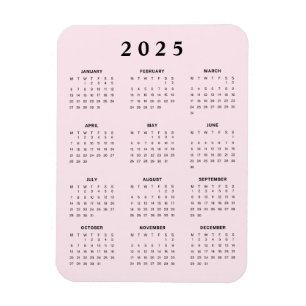 Íman Calendário Mensal Rosa 2025