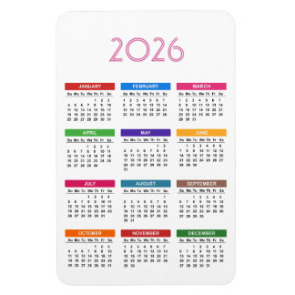 Íman Calendário Meses Multicolores 2023