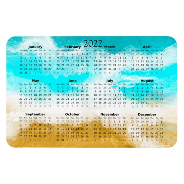 Íman Calendário Mini Ímã Praia do Oceano 2022 (Horizontal)