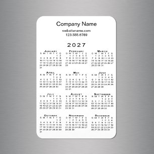 Íman Calendário Minimalista 2027 Nome da Empresa Info B