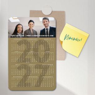 Íman Calendário Minimalista de Férias de Ouro Simples 2
