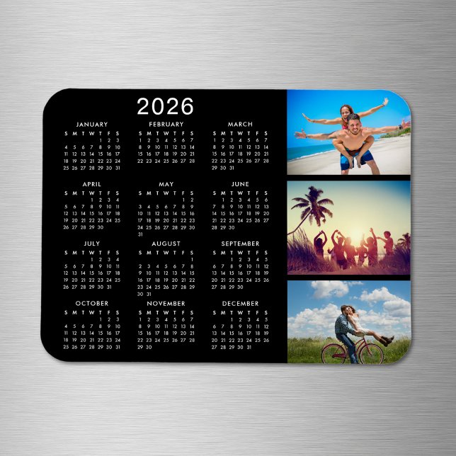 Íman Calendário Personalizado de Colagem de Fotografias (Criador carregado)