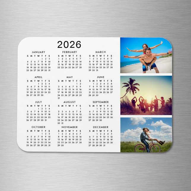 Íman Calendário Personalizado de Colagem de Fotografias (Criador carregado)