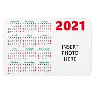 Íman Calendário Personalizado de Foto 2021 Vermelhos