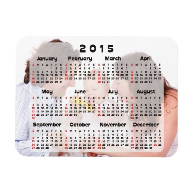 Íman Calendário personalizado + sua própria foto/backgr (Horizontal)