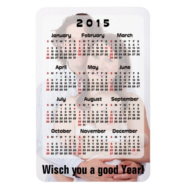 Íman Calendário personalizado + sua própria foto/backgr (Vertical)