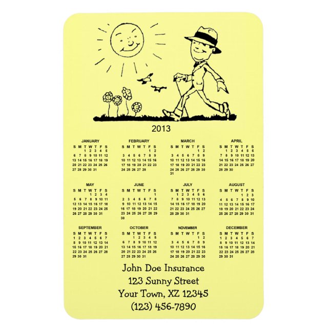 Íman Calendário Personalizável do Business Man 2013 (Vertical)