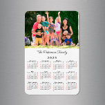 Íman Calendário Personalizável do Nome da Foto 2025<br><div class="desc">Personalize um ímã de calendário 2025 com as pessoas que você ama. Substitua a foto e o nome do exemplo por você na barra lateral. O texto personalizado está em uma fonte preta de script manuscrito. Abaixo está um pequeno calendário com dias negros da semana e datas de fim de...</div>