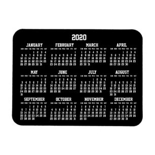 Íman Calendário Preto Anual 2020 - Pequenos Magnetos F