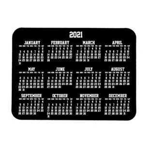 Íman Calendário Preto Anual 2021 Pequenos Magnets Flex