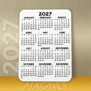 Íman Calendário - Preto e Branco Mínimo Básico