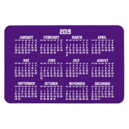 Íman Calendário Roxo 2019 Grandes Magnets Flexíveis