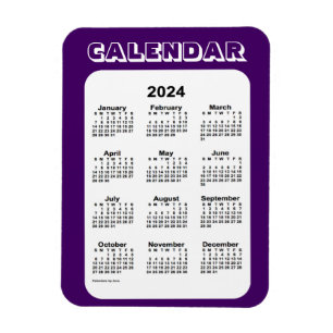 Íman Calendário Roxo 2024 por Imagem 3x4 de Janz