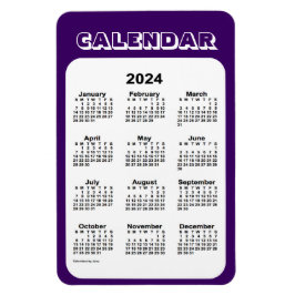 Íman Calendário Roxo 2024 por Janz 4x6 Magnet
