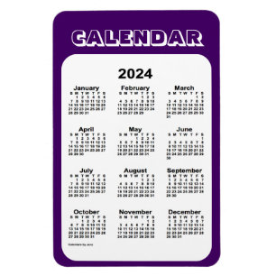 Íman Calendário Roxo 2024 por Janz 4x6 Magnet