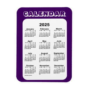 Íman Calendário Roxo 2025 por Imagem 3x4 de Janz
