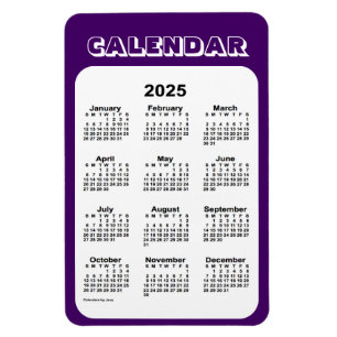 Íman Calendário Roxo 2025 por Janz 4x6 Magnet