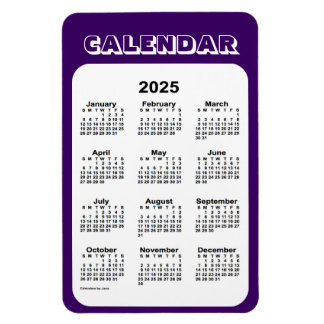 Íman Calendário Roxo 2025 por Janz 4x6 Magnet