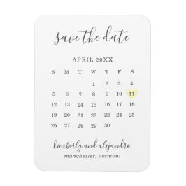 Íman Calendário Simples Coração Amarelo Pastel Salve a