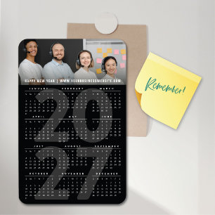 Íman Calendário Simples de Férias Preto Moderno 2023 Fo