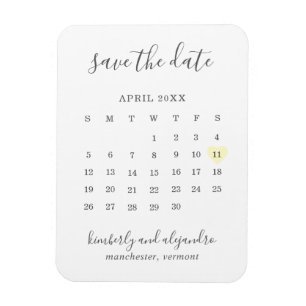 Íman Calendário Simples Pastel Amarelo Coração Salve