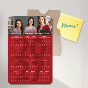 Íman Calendário Simples Vermelho 2023 Minimalista Foto