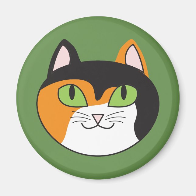 Íman Calico Cat Round Magnet (Frente)