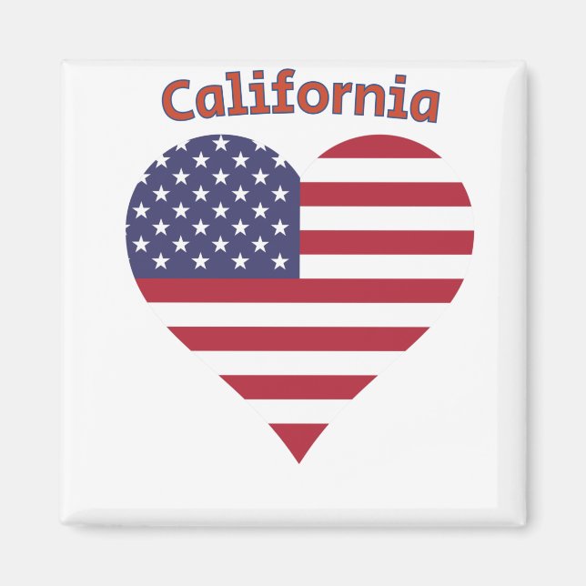 Íman California American Flag Heart (Frente)