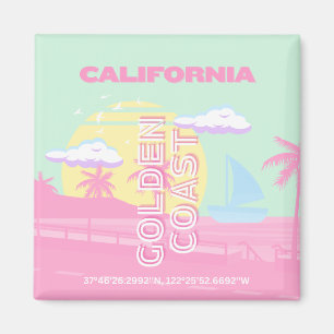 Íman California, Beach, Viagem Art, Preppy