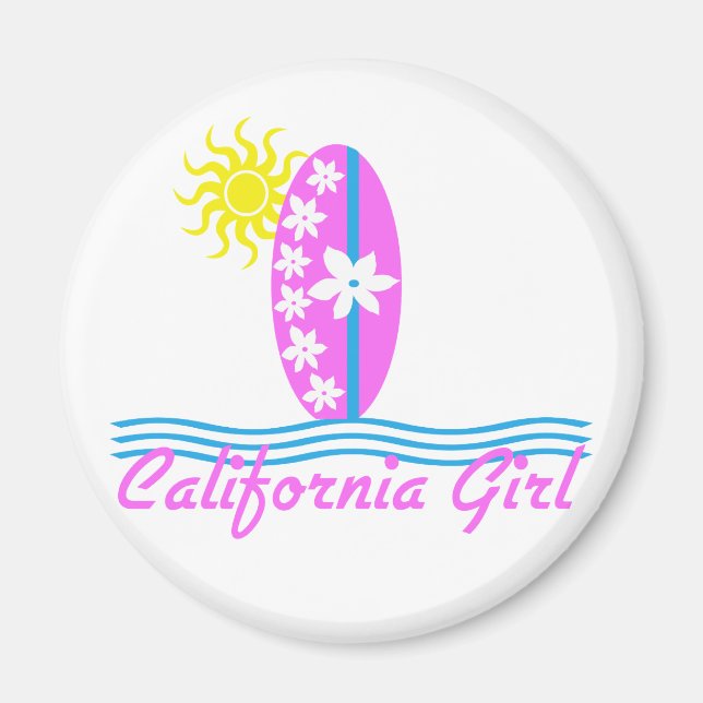 Íman California Girl Pink Surfboard W/Sun (Frente)