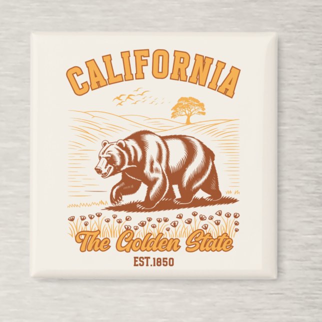 Íman California Nature Lover Gift – Retro Bear  (Criador carregado)