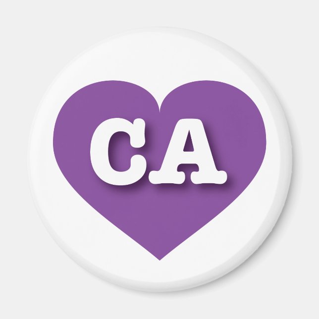 Íman California Purple Heart - Eu amo CA (Frente)