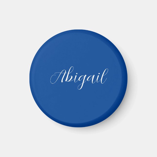 Íman Caligrafia Elegante Azul Branco Simples Nome Simpl (Frente)