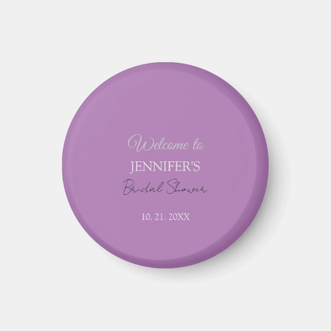 Íman Caligrafia Elegante Chuva de Rosa Lavanda Bem-vind (Frente)
