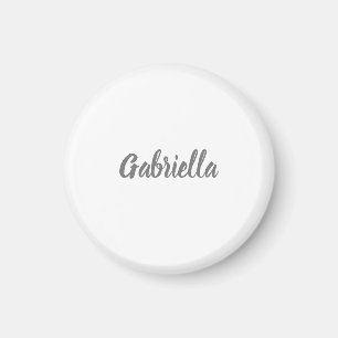 Íman Caligrafia Elegante Cinza Branco Simples Nome