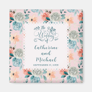Íman Caligrafia Elegante De Casamento De Lace Floral Co