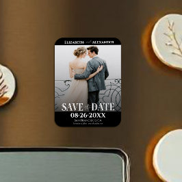 Íman Caligrafia em Preto e Branco Salvar a Foto da Data