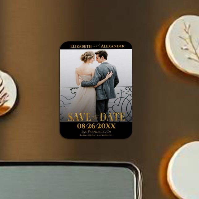 Íman Caligrafia Gold Salve a Foto da Data (Criador carregado)