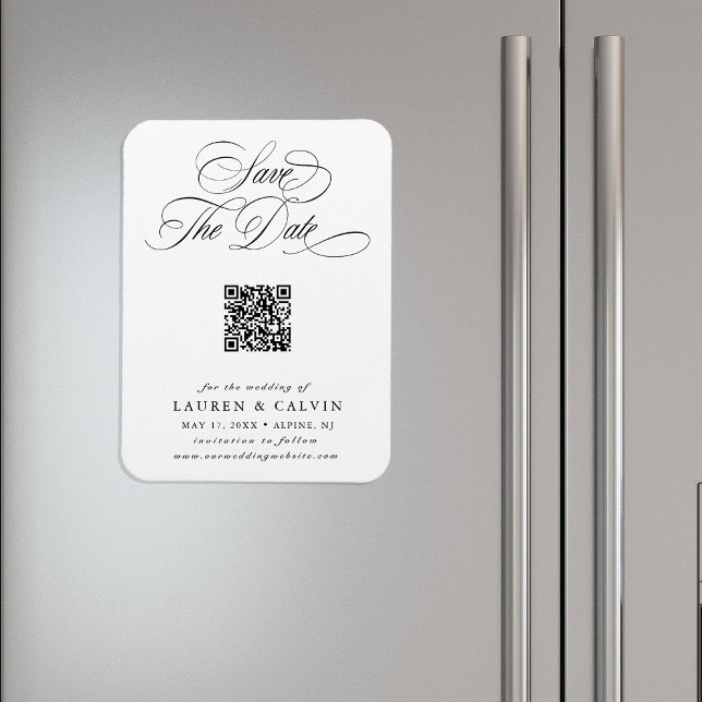 Íman Caligrafia romântica Código QR Casamento Salva a D (Criador carregado)