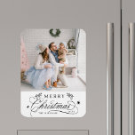 Íman Caligrafia Romântica Foto Feliz de Natal<br><div class="desc">Magneta romântica e elegante da cozinha de fotos de feriado. Para personalização mais avançada deste design,  clique no link Personalizar Mais para alterar a fonte,  o tamanho,  a cor,  etc.</div>