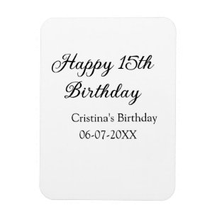 Íman caligrafia simples e feliz aniversário de 15
