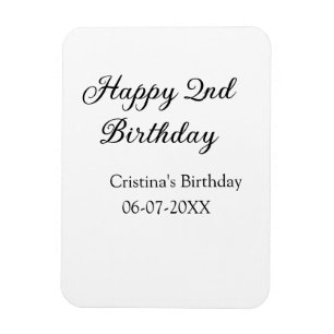 Íman caligrafia simples segundo aniversário feliz mínim