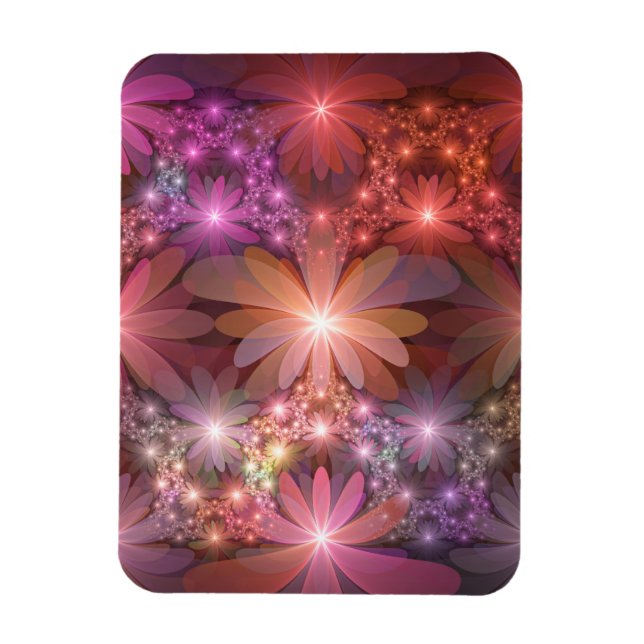 Íman Cama De Flores Colorida Abstrata Arte Fractal Bril (Vertical)