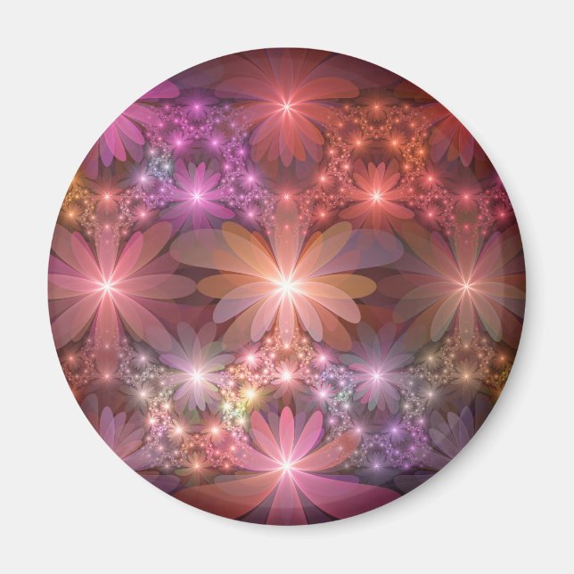 Íman Cama De Flores Colorida Abstrata Arte Fractal Bril (Frente)