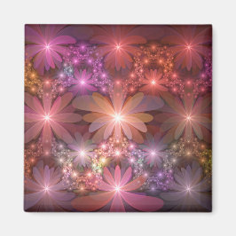 Íman Cama De Flores Colorida Abstrata Arte Fractal Bril