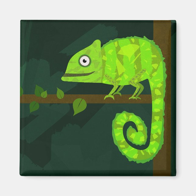Íman Camaleão verde fofo (Frente)