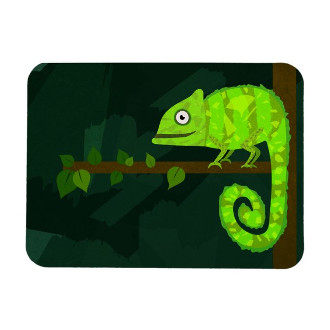 Íman Camaleão verde fofo (Horizontal)