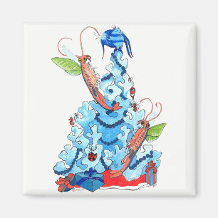 Íman Camarão feericamente e árvore do Natal lunático