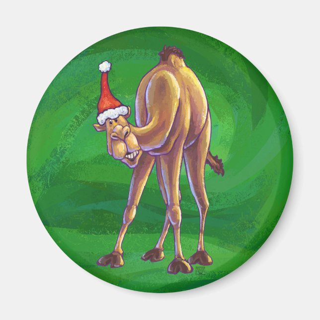 Íman Camel Christmas on Green (Frente)